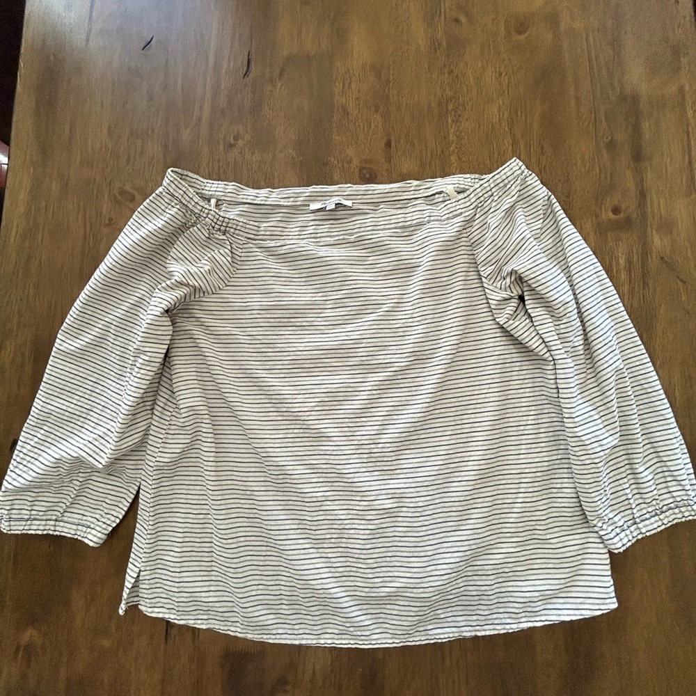Madewell 100% Cotton Off-Shoulder Striped Top Size M - Picture 8 of 10